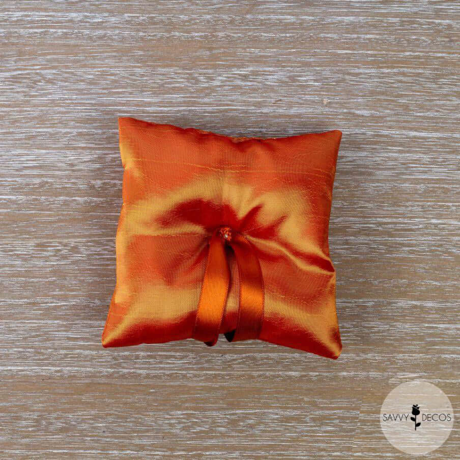 Burnt Orange Wedding Ring Cushion