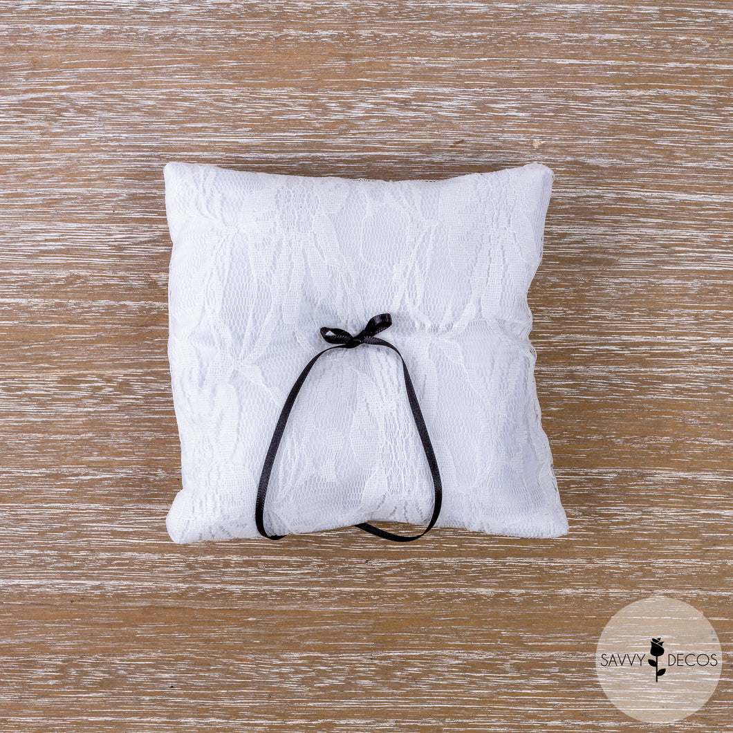 White Wedding Ring Cushion