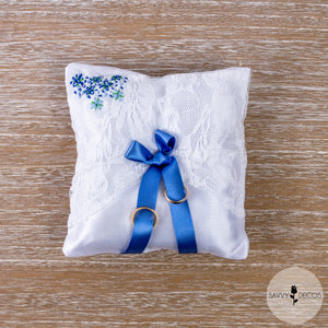 White Wedding Ring Cushion