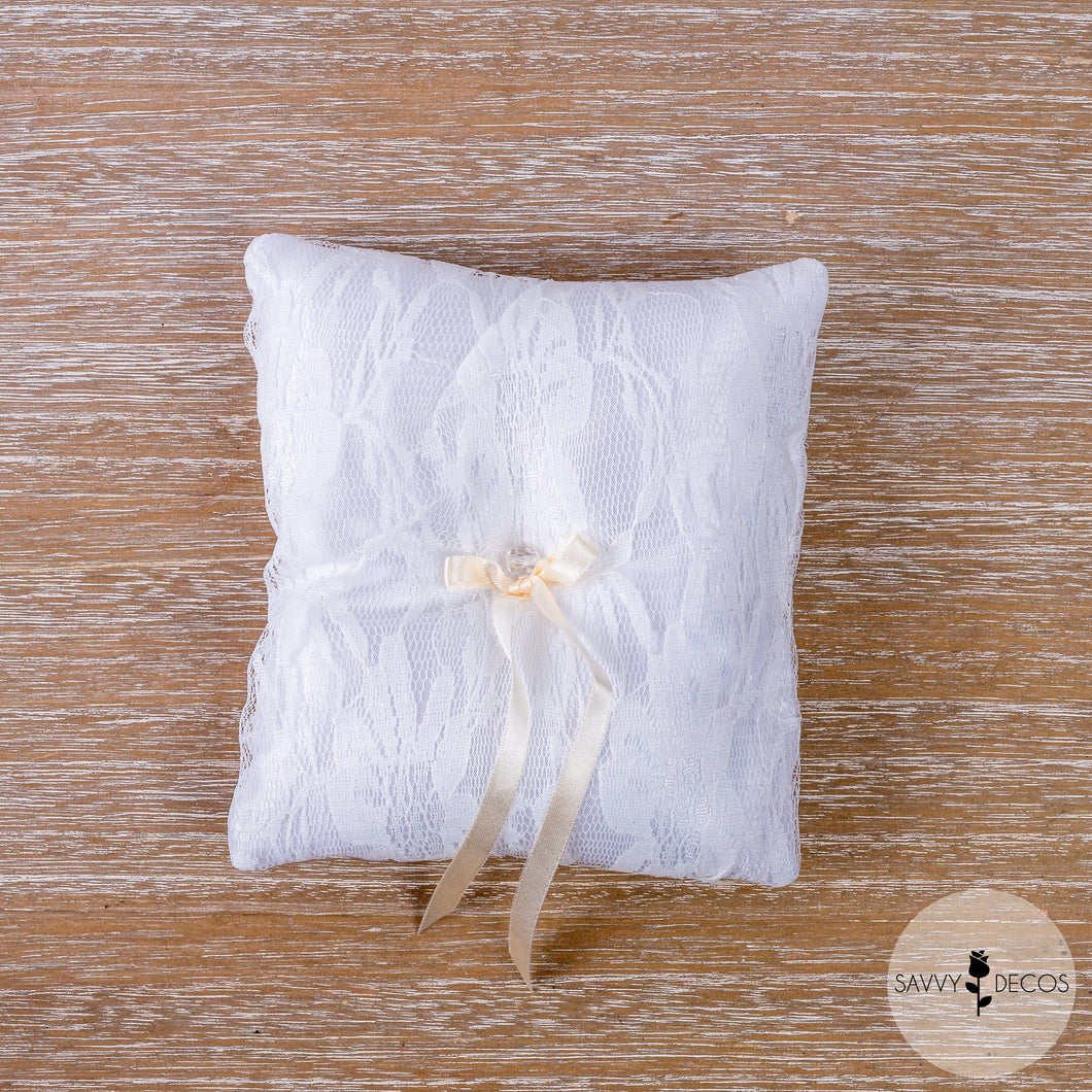 White Wedding Ring Cushion