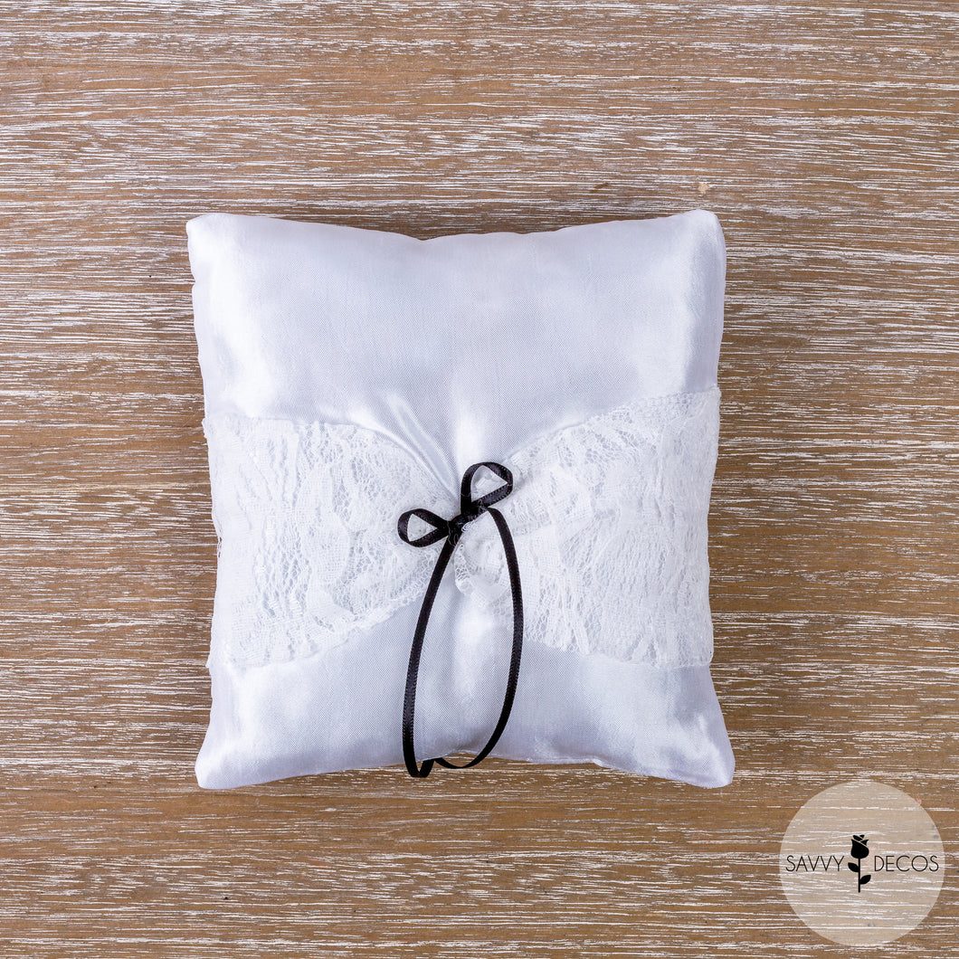 White Wedding Ring Cushion