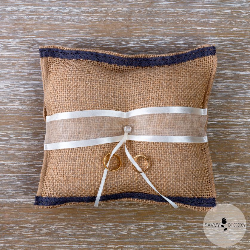 Hessian Wedding Ring Cushion – Savvy Decos