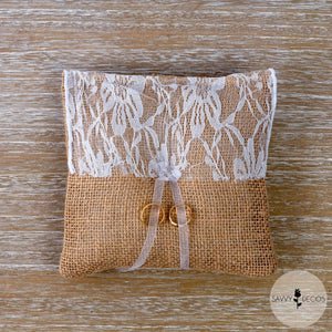 Hessian Wedding Ring Cushion