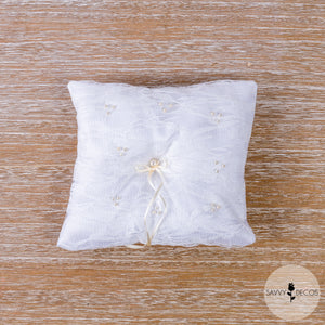 White Wedding Ring Cushion