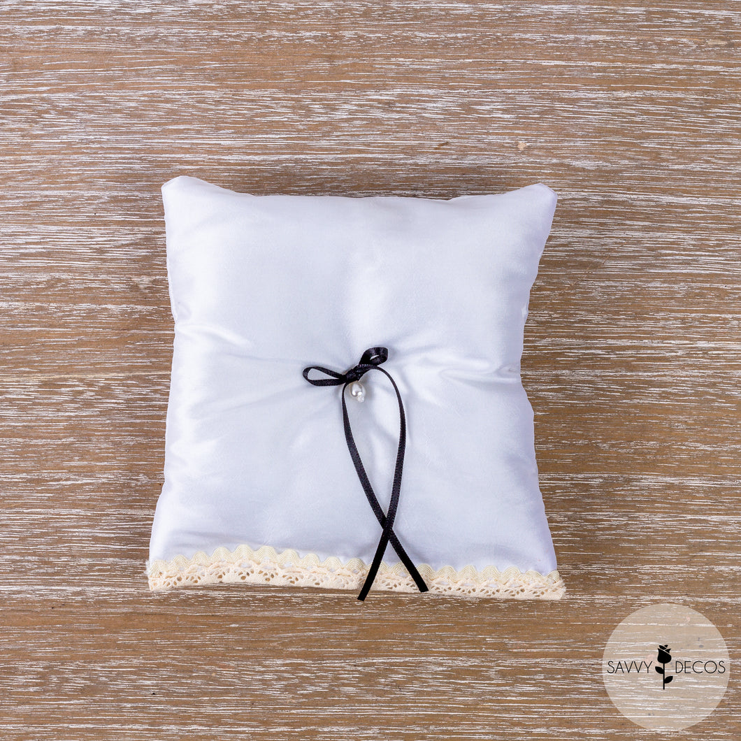 White Wedding Ring Cushion