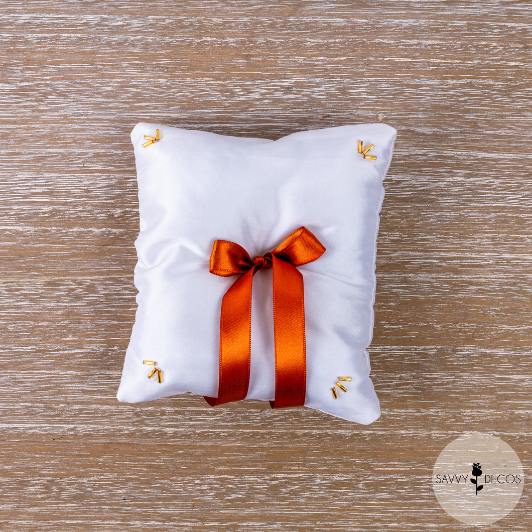 White Wedding Ring Cushion