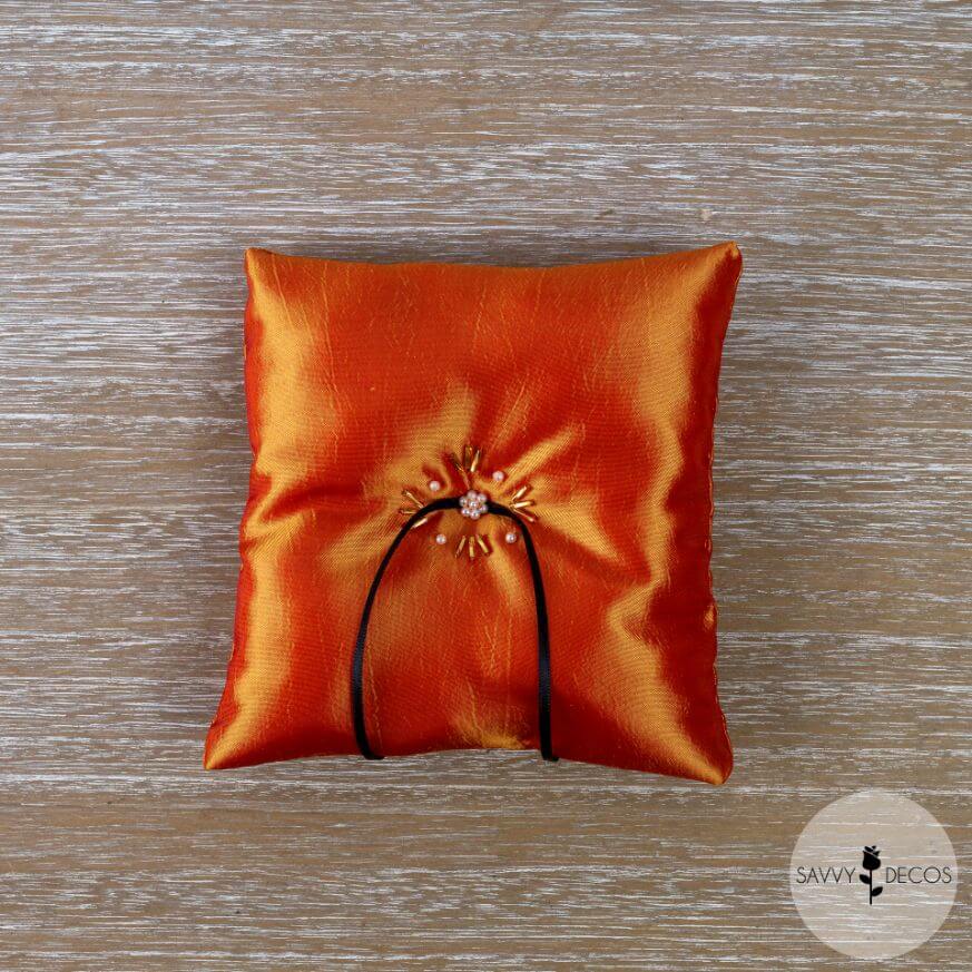 Burnt Orange Wedding Ring Cushions