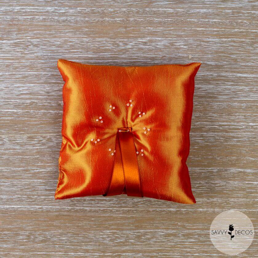 Burnt Orange Wedding Ring Cushions