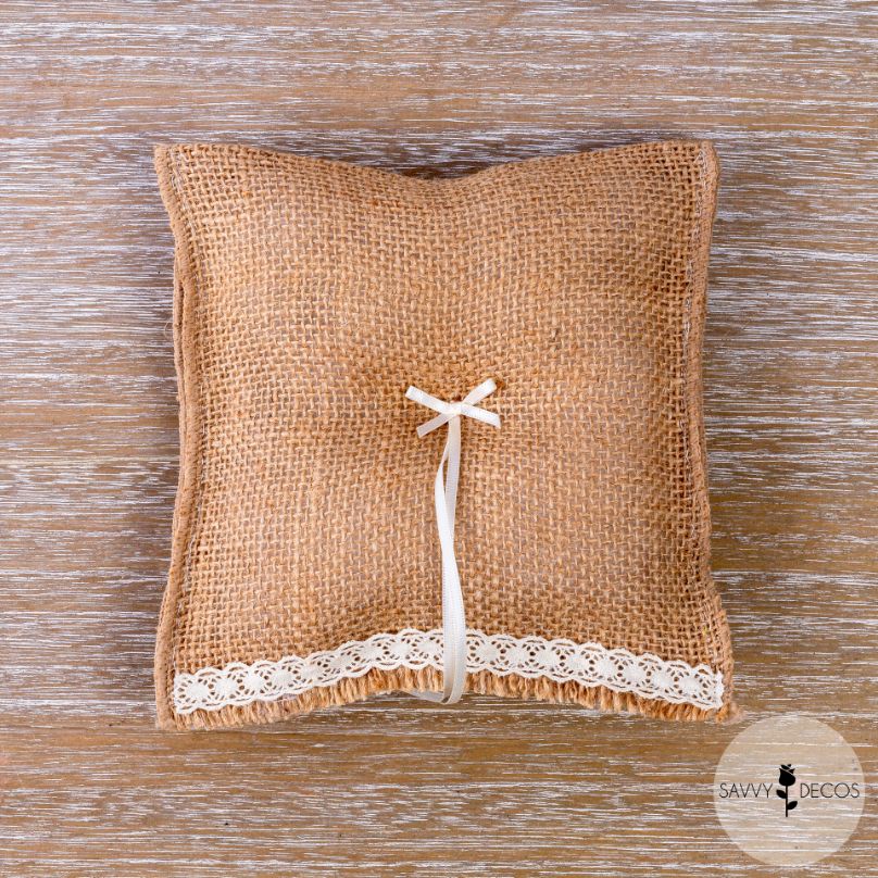 Hessian Wedding Ring Cushion