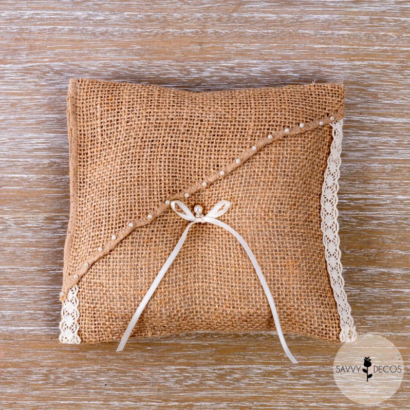 Hessian Wedding Ring Cushion