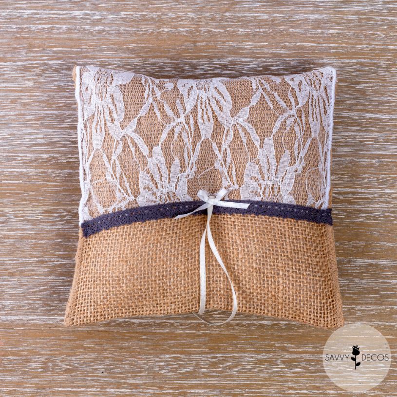 Hessian Wedding Ring Cushion