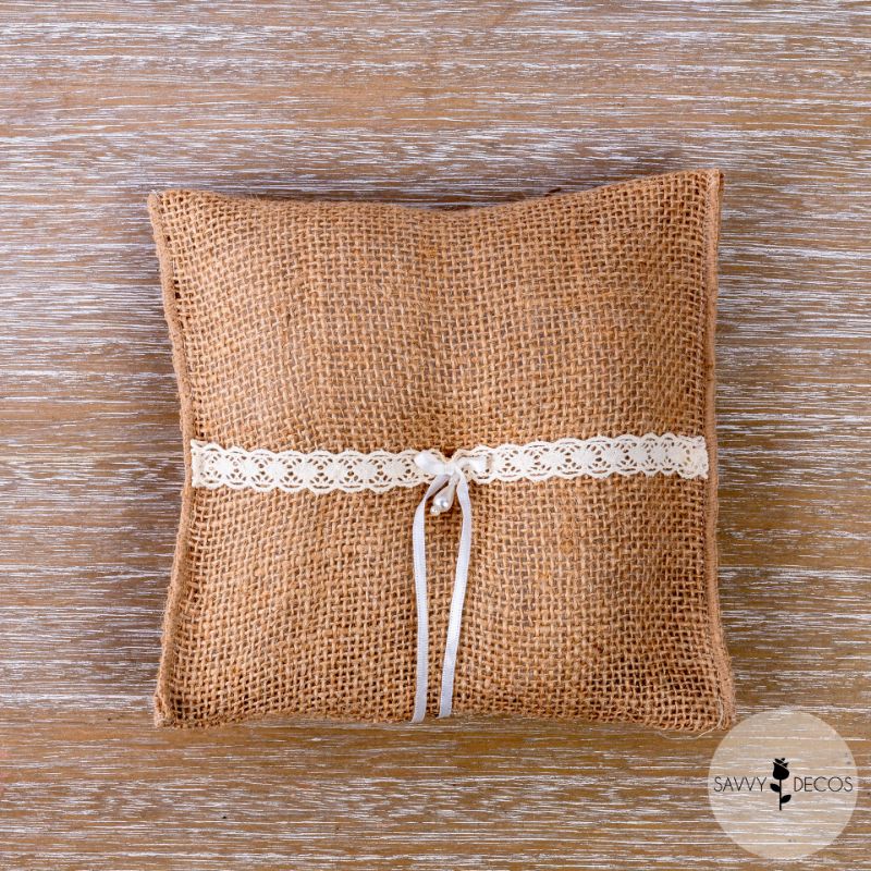 Hessian Wedding Ring Cushion