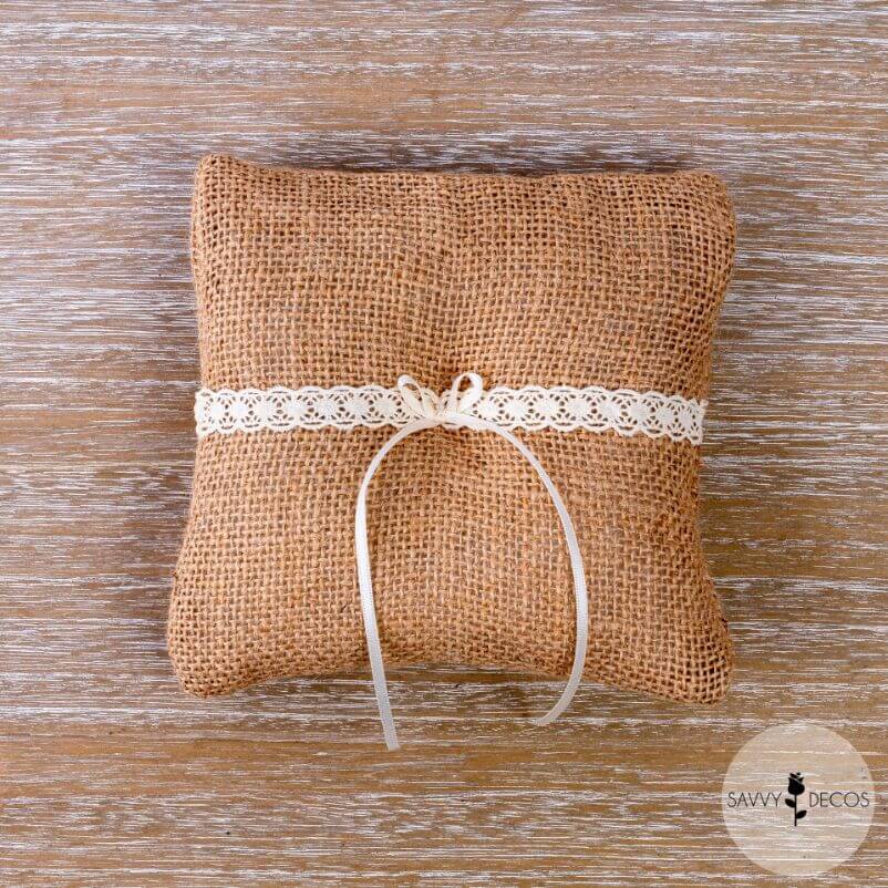 Hessian Wedding Ring Cushion