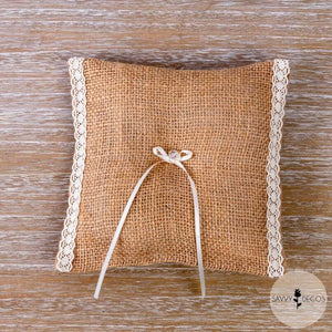 Hessian Wedding Ring Cushion