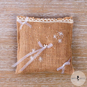 Hessian Wedding Ring Cushion