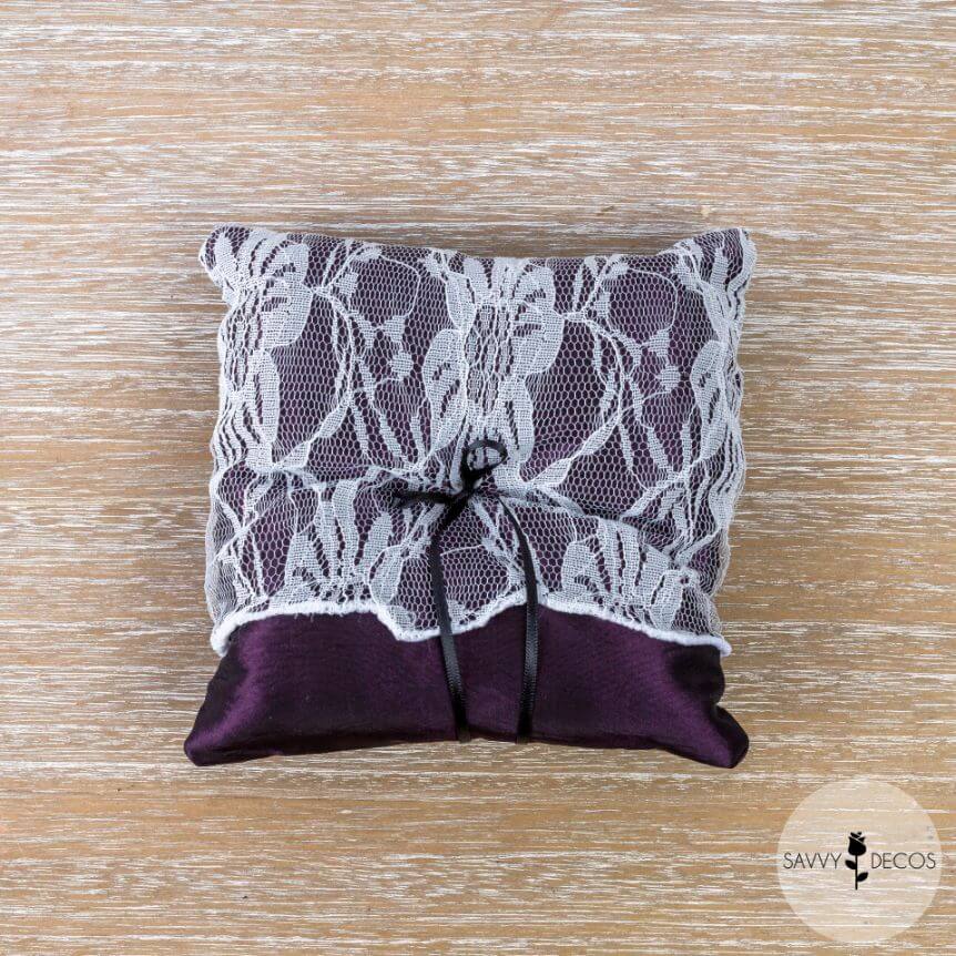 Deep Purple Wedding Ring Cushion