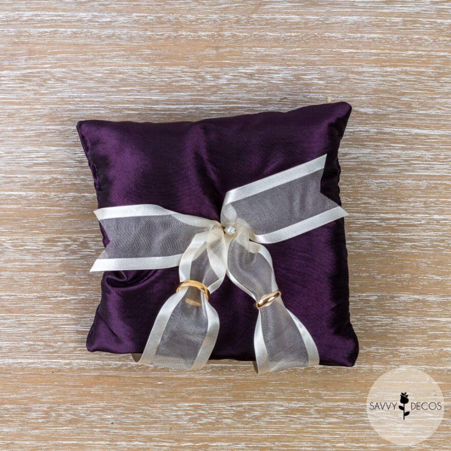 Deep Purple Wedding Ring Cushion