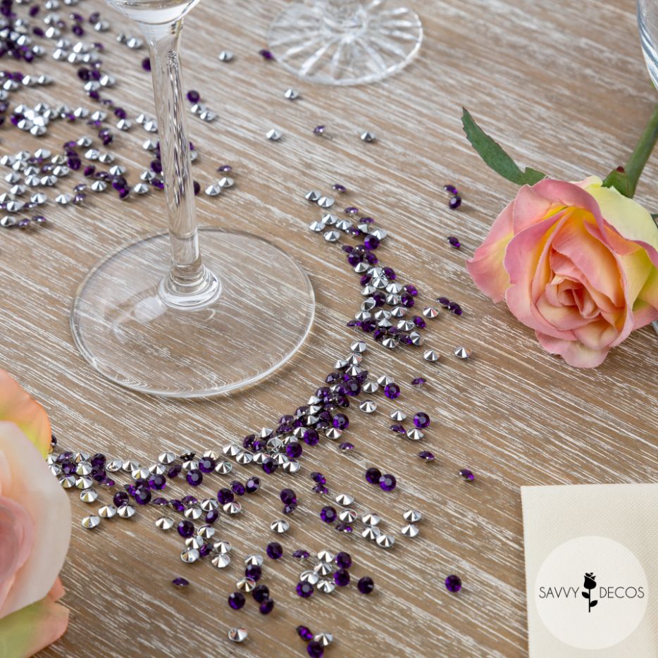 Silver-Purple Diamante Table Scatter Crystals