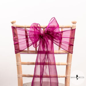 Plum Classic Organza Sashes