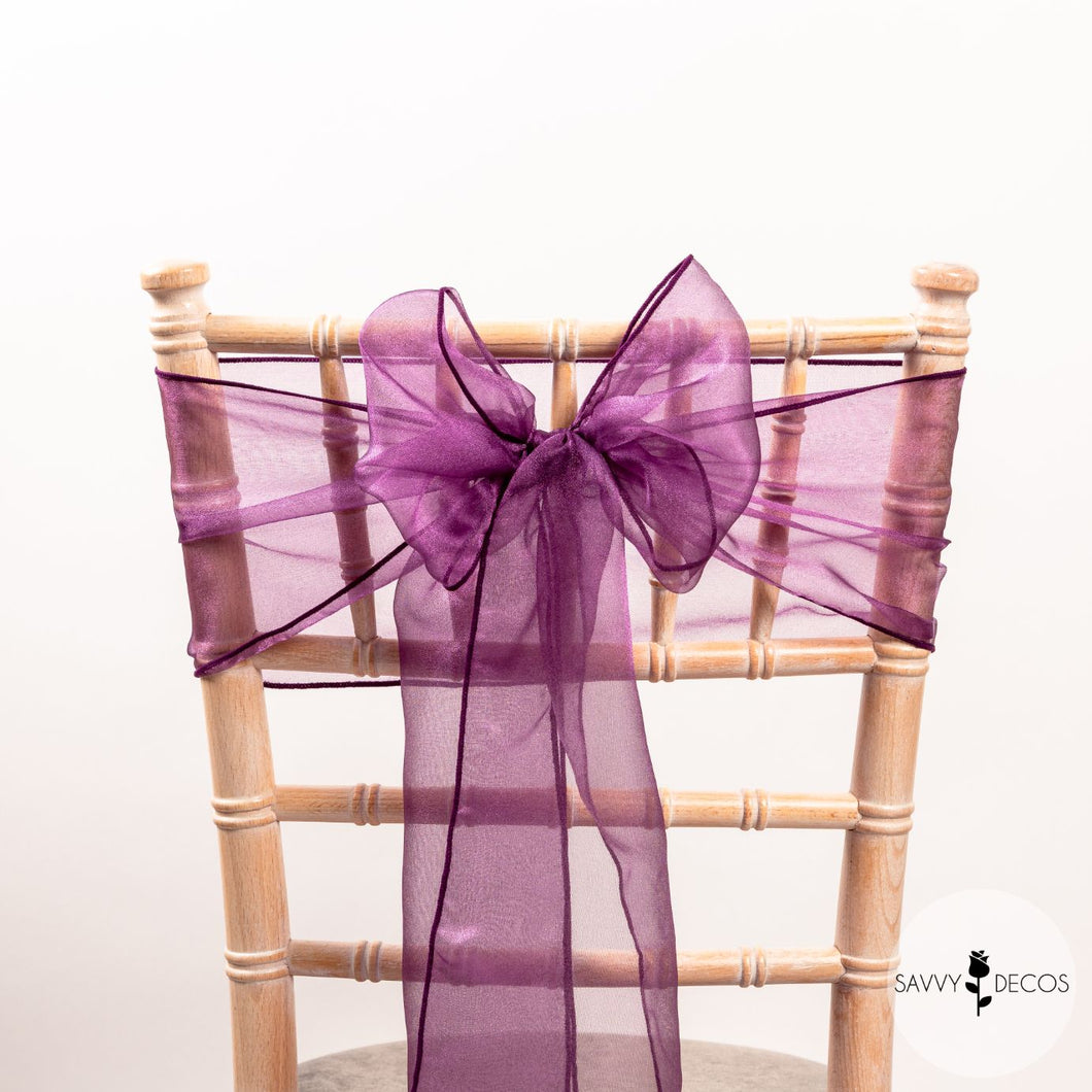 Ultra Plum Classic Organza Sashes