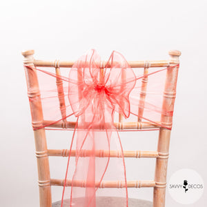 Coral Crystal Organza Sashes