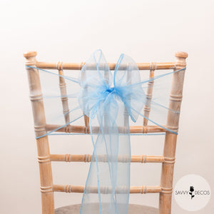 Sky Blue Crystal Organza Sashes