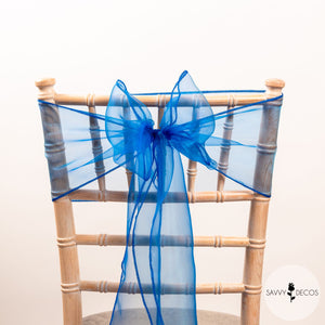 Royal Blue Crystal Organza Sashes