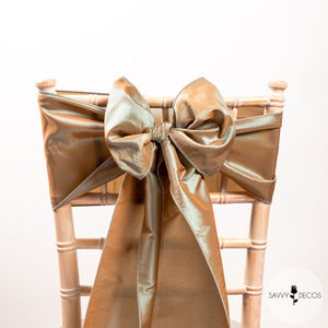 Two Tone Silver Taffeta Sashes (Gold/Silver Edge)