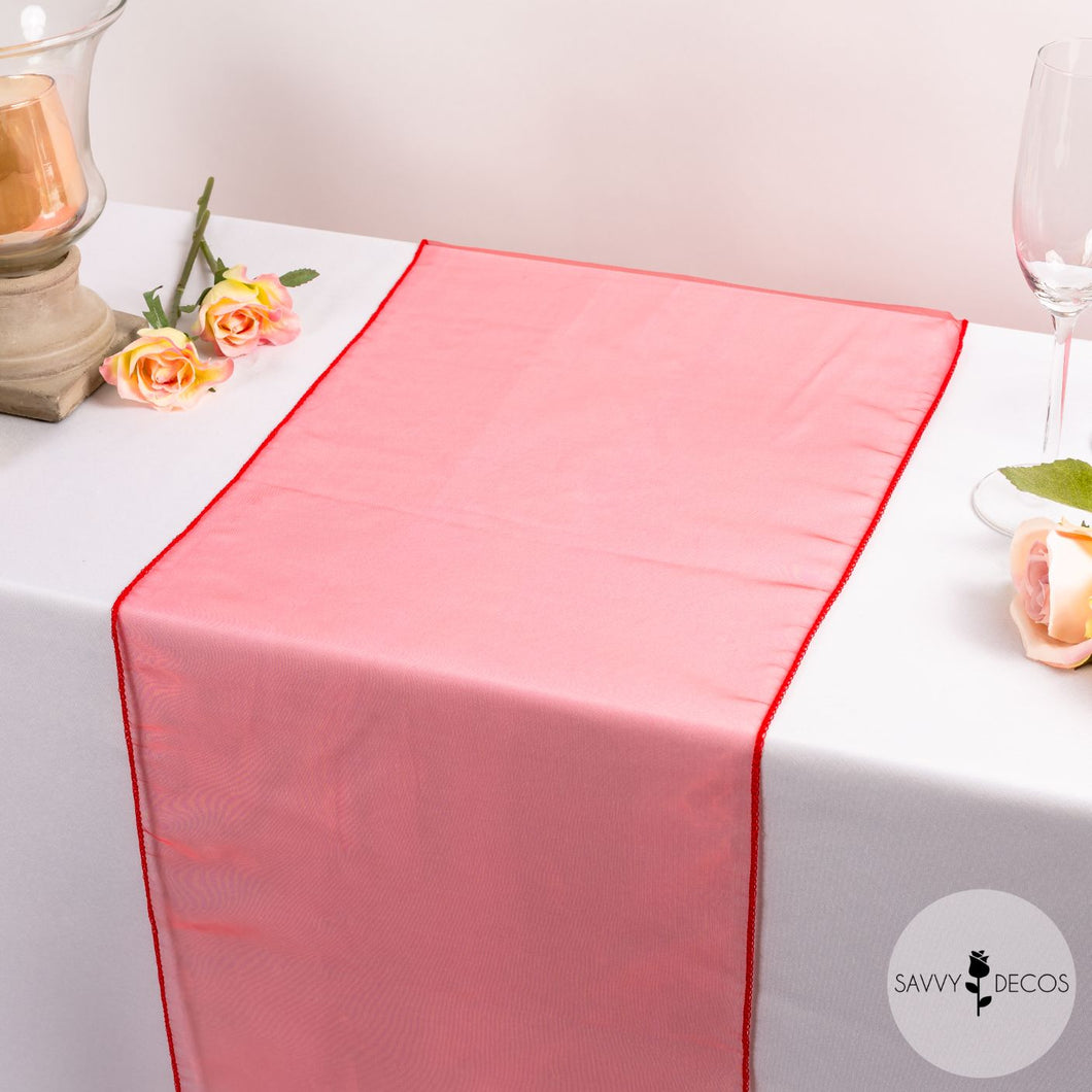 Pillar Box Red Sheer Organza Table Runner