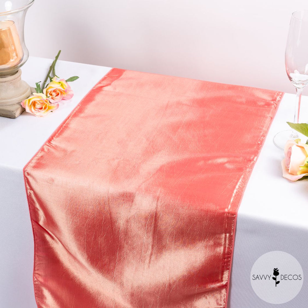 Coral Taffeta Table Runners